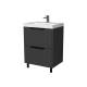 Тумба Рица 80 напольная 2 ящика раковина Слим 80 Антрацит