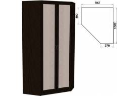 Несимметричный угловой шкаф со штангой и полками арт.403