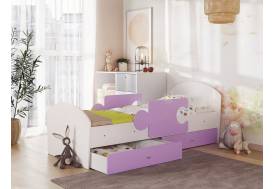 Кровать Мозаика с бортиками и ящиком белый-ирис