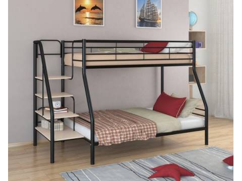 Двухъярусная кровать Толедо 1 черный молочный