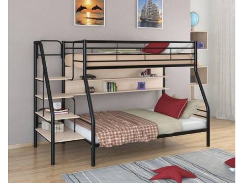 Двухъярусная кровать Толедо 1П черный молочный