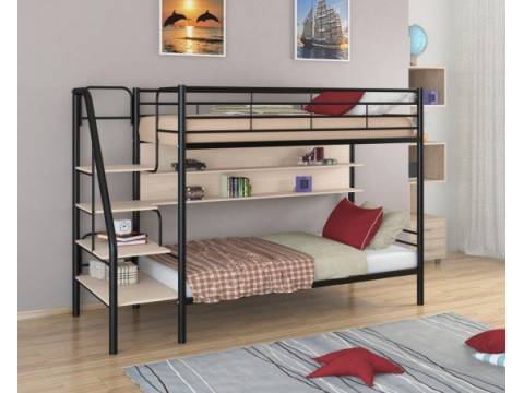 Двухъярусная кровать Толедо П черный/молочный