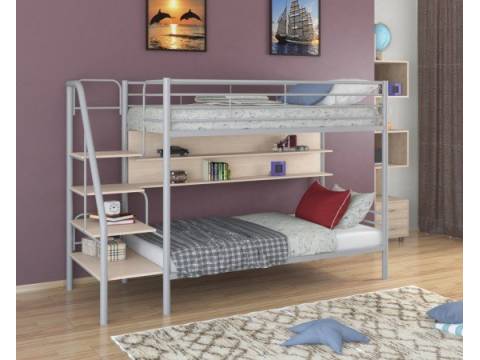 Двухъярусная кровать Толедо П серый/молочный