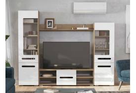 Гостиная МГС 6 Дуб золотой/Белый глянец