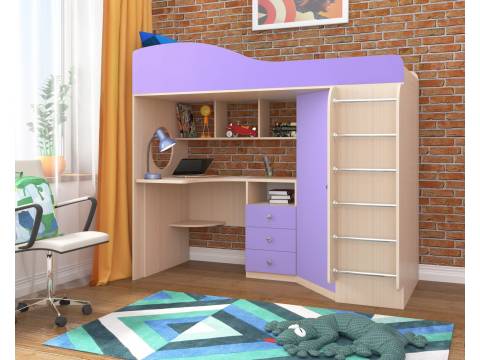 Кровать-чердак Кадет-1 с металлической лестницей