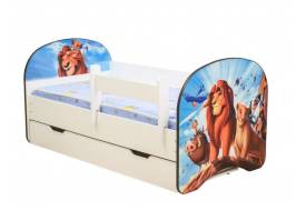 Кровать детская с фотопечатью с 1 ящиком Царь зверей