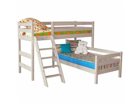 Угловая кровать Соня с наклонной лестницей