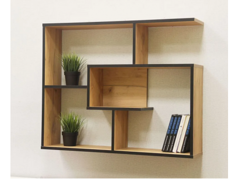 Полка Орион Дуб крафт золотой/черный