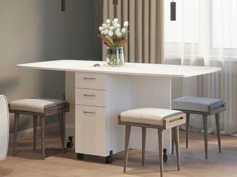 Стол книжка с ящиками 1-6702 Белый