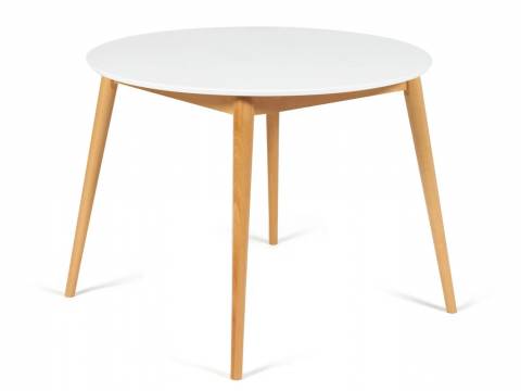 Стол круглый раскладной обеденный Bosco Боско Белый-Натуральный