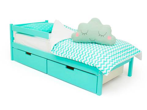 Кровать Svogen classic с ящиками и бортиком мятный