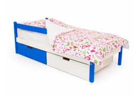 Кровать Svogen classic с ящиками и бортиком сине-белый