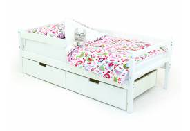 Кровать-тахта Svogen с ящиками и бортиком белый