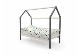 Кровать-домик Svogen с ящиками и бортиком графит-белый