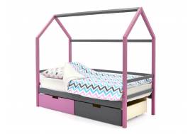 Кровать-домик Svogen с ящиками лаванда-графит