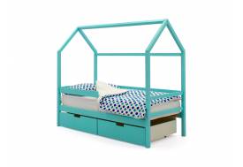Кровать-домик Svogen с ящиками и бортиком мятный