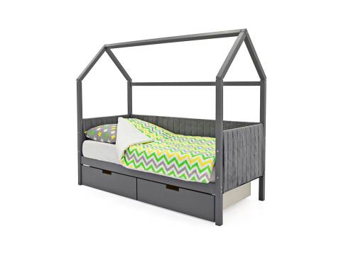 Кровать-домик мягкий Svogen с ящиками графит