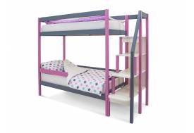Двухъярусная кровать Svogen с бортиком лаванда-графит