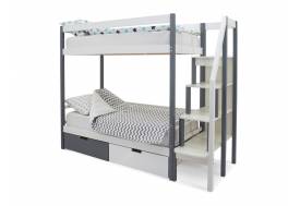 Двухъярусная кровать Svogen с ящиками графит-белый