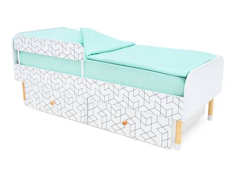Кровать Stumpa Классика с бортиком и ящиками Кубики