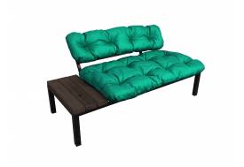 Диван Дачный со столиком зелёная подушка