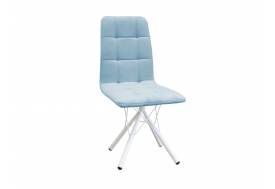 Стул Леон паутинка небесно-серый, белые ножки