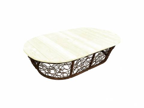 Стол Мамасан овальный с ротангом коричневый