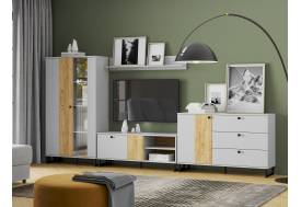 Гостиная Бруно Дуб Крафт Золотой, Серый Камень