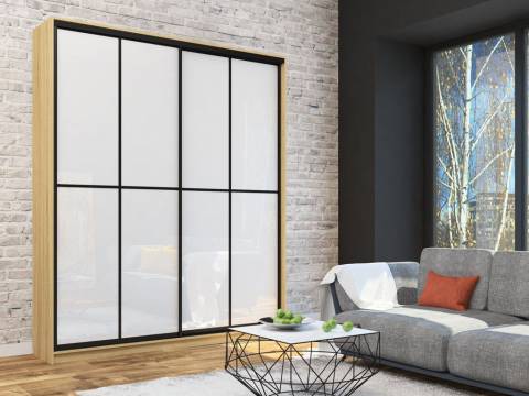 Шкаф-купе Лофт Шк20-60 2000 глубина 600 фасад МДФ белый глянец +