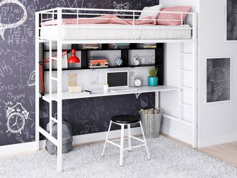 Кровать чердак с рабочей поверхностью и полкой Севилья-1.2