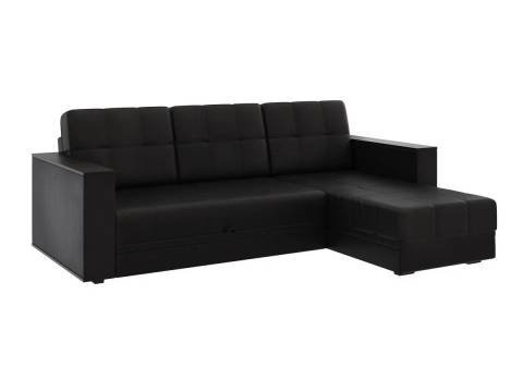 Диван угловой Атлант без столика кожзам черный