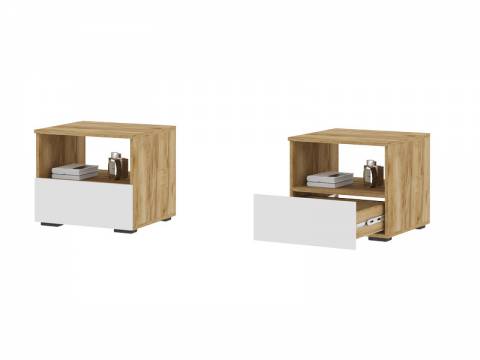 Тумба прикроватная Хелен ТБ 01 Дуб Крафт золотой/Белый шагрень