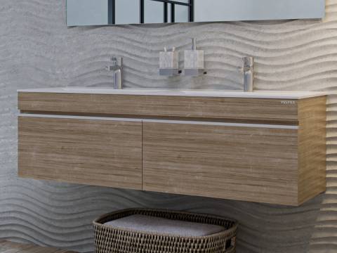 Тумба с раковиной Pulsus 140 подвесная дуб сонома