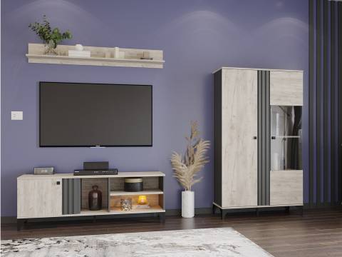 Гостиная Отис Дуб Крафт Серый/Антрацит