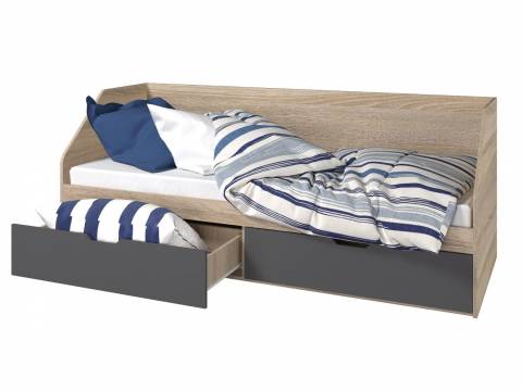 Кровать 800 2 ящика Анталия Графит софт