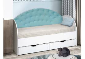 Кровать с продольной мягкой спинкой Софа №10 бирюза 800х1600