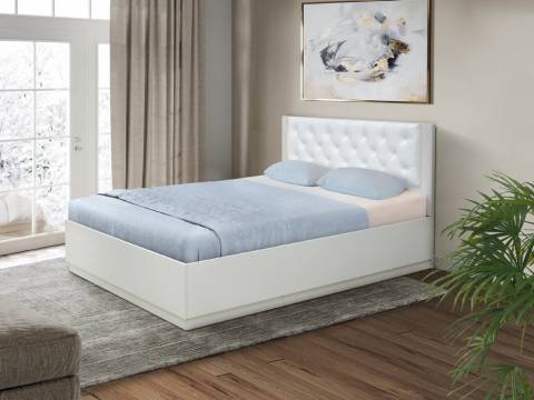 Кровать Венеция 12.2 1600 с ортопедическим основанием кожзам белый