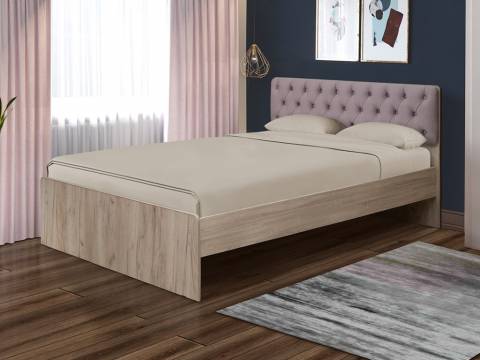 Кровать двойная №7 1400х2000 с мягкой спинкой каретная стяжка