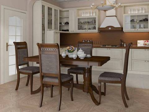 Обеденная группа стол Дижон и стулья Флоренция 4 шт орех темный
