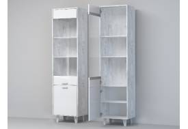 Пенал Эго ПС-1 бетон светлый/белый глянец на ножках