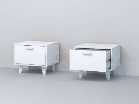 Тумба прикроватная Эго Т-5 бетон светлый/белый глянец на ножках