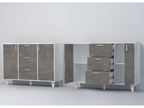 Комод Эго К-2 2 ящика бетон светлый/камень темный на ножках