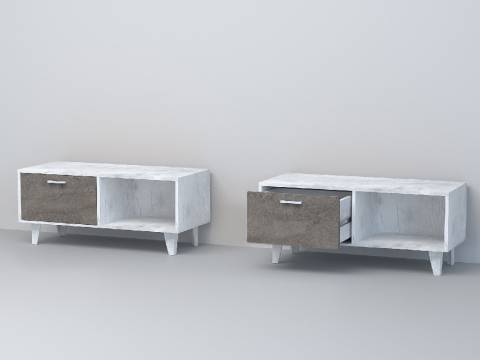 Тумба Эго Т-4 бетон светлый/камень темный на ножках