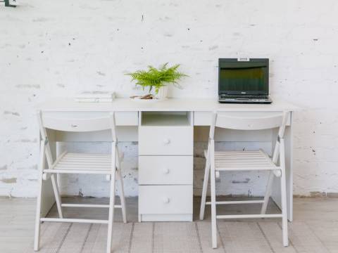 Стол письменный двухместный В 5 белый