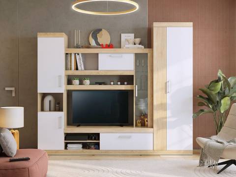 Стенка Макси дуб сонома/белое дерево