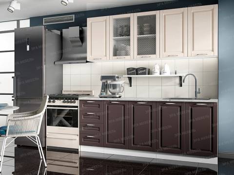 Кухонный гарнитур Вита МДФ 2000 шато крем/шато арабика