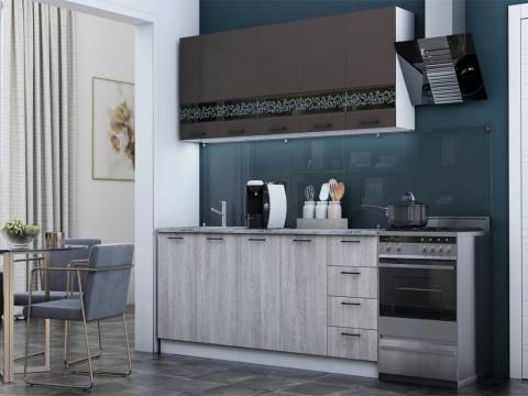 Кухонный гарнитур Милена МДФ 2000 смоки софт/вяз