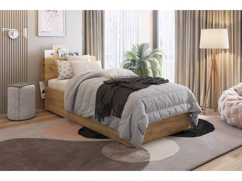 Кровать с основанием Юниор дуб крафт золотой