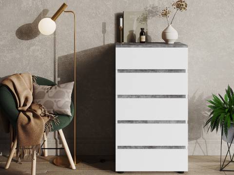 Комод Лотос 600 с 5-ю ящиками Бетон серый