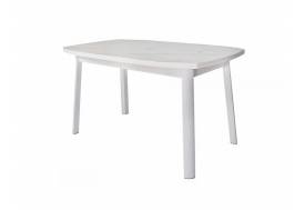 Стол раздвижной Дионис Лайт мрамор белый/белый муар